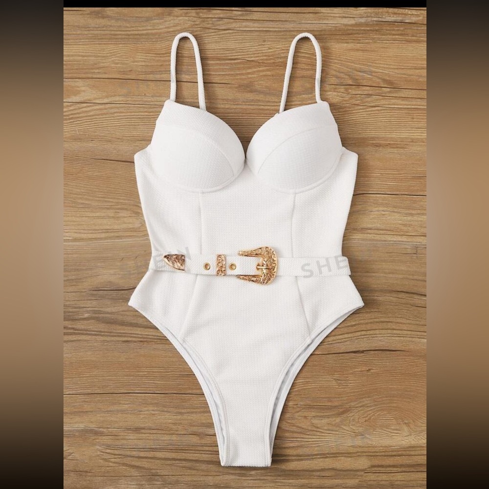 SHEIN white M one piece bathing suit